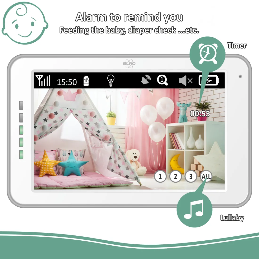 baby_monitor_royale_hd_ba_8-2.webp Babyfoon met extra camera's*ELRO Baby Monitor Royale Hd Babyfoon Met 12,7 Cm Touchscreen En App - Met Twee Extra Babyfoons (Bc3000-3)