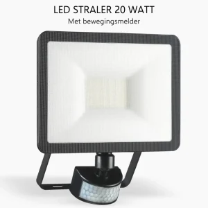 Floodlight*ELRO Design Led Buitenlamp Met Bewegingssensor - 20W – 1600Lm – Ip54 Waterdicht - Zwart (Lf60-20-P-B)