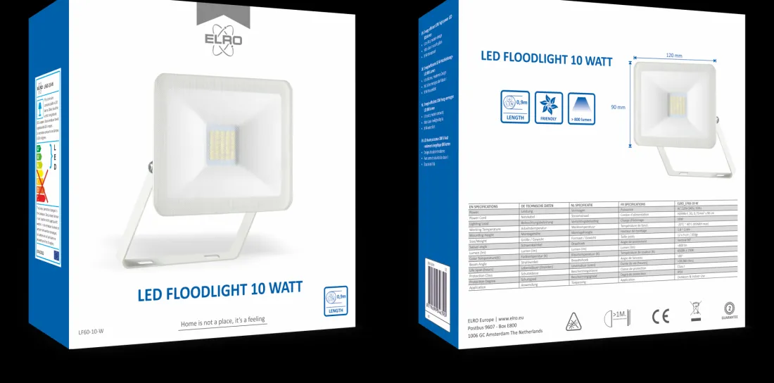 design_led_buitenlamp_w___1.webp Floodlight*ELRO Design Led Buitenlamp 10W – 800Lm – Ip54 Waterdicht - Wit (Lf60-10-W)