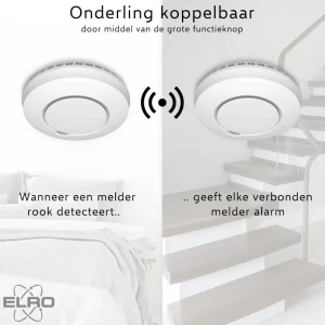 Slimme melders | Koppelbare rookmelders*ELRO Draadloos Koppelbare Rookmelders - Met Hittesensor - Voldoet Aan Europese Norm En14604 - 2 Pack (Fz5002R)