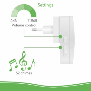 Deurbel*ELRO Draadloze Deurbel Set – 2X Plug-In Ontvanger - Wit (Db3000Pl-P1C2W)