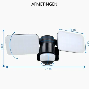 Floodlight*ELRO Duo Led Buitenlamp Met Bewegingssensor – 2X 10W – 1200Lm – Ip54 Waterdicht - Zwart (Lf70-20-P)