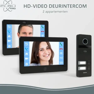 Video deur intercom | Deurintercom met camera*ELRO Pro Pv40 Full Hd Video Deur Intercom Systeem - 2 Appartementen (Pv40)