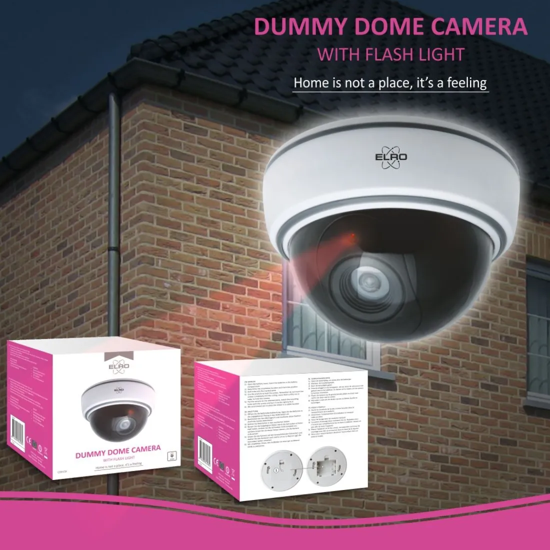 indoor_dummy_dome_camera__1.webp Dummy camera met led*ELRO Indoor Dummy Dome Camera Met Flash Light - 4 Pack (Cdd15F)