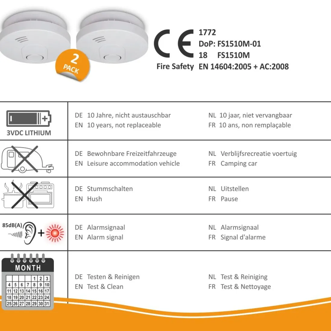 rookmelder_met__jaar_batt_4.webp Rookmelders*ELRO Rookmelder Met 10 Jaar Batterij En Magneet Montage - 2 Pack (Fs1510M)