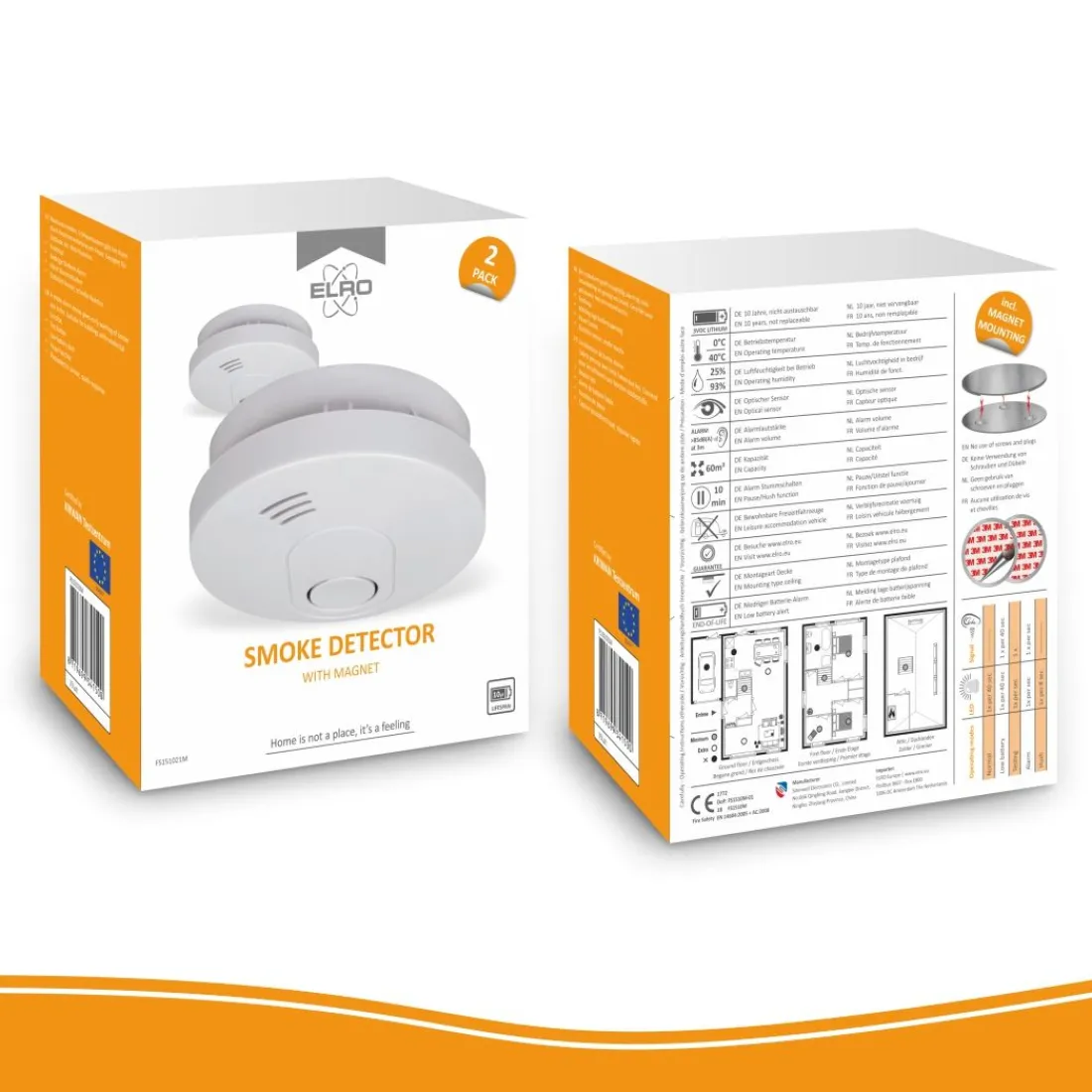 rookmelder_met__jaar_batt_6.webp Rookmelders*ELRO Rookmelder Met 10 Jaar Batterij En Magneet Montage - 2 Pack (Fs1510M)