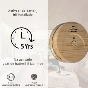 Rookmelders*ELRO Rookmelder Met Hout Look En 5 Jaar Batterij - 2-Pack (Fs1605)