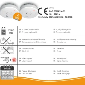 Rookmelders*ELRO Rookmelder Met Magneet Montage - 5 Jaar Batterij - 2 Pack (Fs1805M)