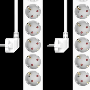 Elektra*ELRO Stekkerdoos 7-Voudig Met 1,5M Snoer En Schakelaar – 5X Stopcontact + Usb + Usb-C – Kinderbeveiliging – Randaarde Stekker – Max. 3680W – Tuv Getest | 2-Pack (Es305)