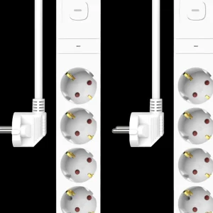 Elektra*ELRO Stekkerdoos 4-Voudig Met Overspanningsbeveiliging - 1,5M Snoer En Schakelaar – Kinderbeveiliging – Randaarde Stekker – Max. 3680W – Tuv Getest | 2-Pack (Es704)