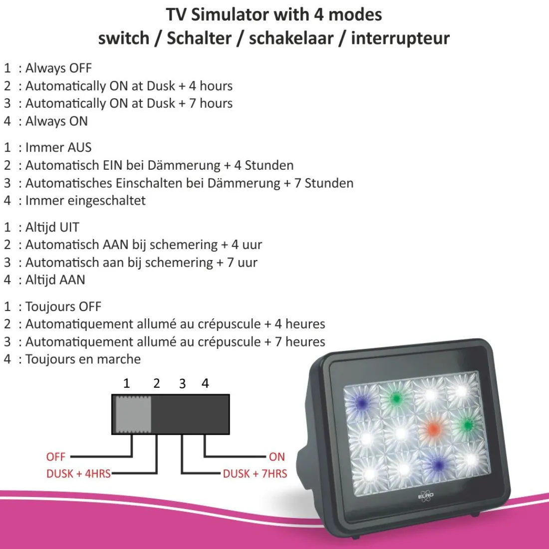 tv_simulator_anti_inbraak_3.webp Dummy alarm*ELRO Tv Simulator Anti Inbraak En Diefstal Met Led Verlichting (Adtv4)