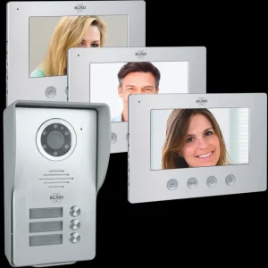 Video deur intercom | Deurintercom met camera*ELRO Video Deur Intercom - 3 Appartementen - Met 3 X 7 Inch Kleurenscherm (Dv477W3)