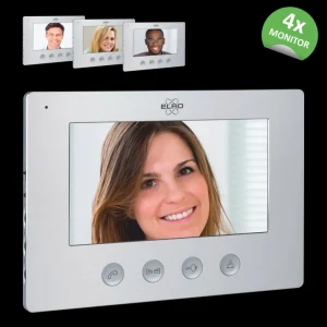 Video deur intercom | Deurintercom met camera*ELRO Video Deur Intercom - 4 Appartementen - Met 4 X 7 Inch Kleurenscherm (Dv477W4)